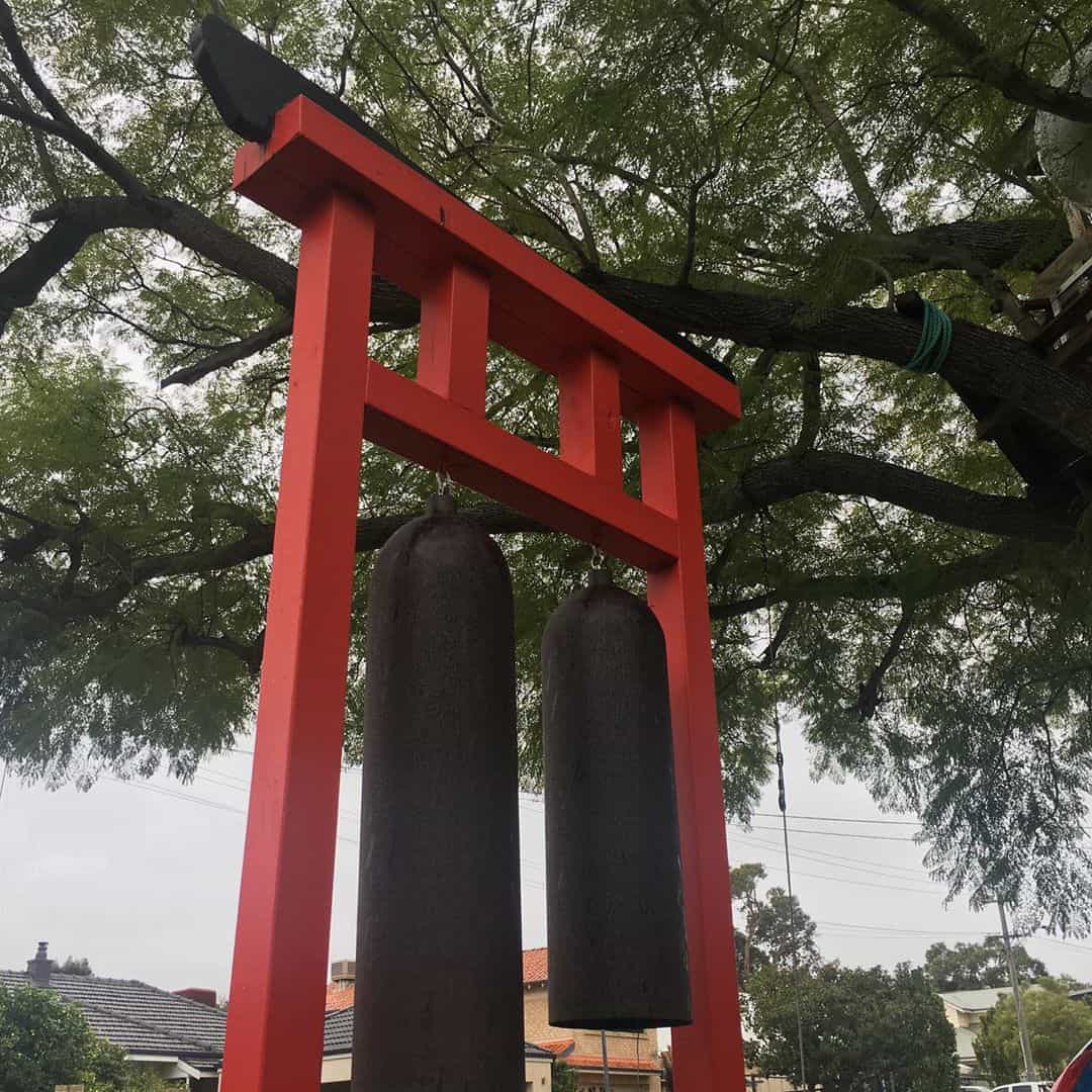 Cloudy days offset the Torii gate in the front garden of @jacarandagallery so beautifully.  To be reminded of the transition from the mundane to the sacred as we enter the garden is a gift .
.
.
.
#designof Japanese gate most commonly found at the entrance of or within a Shinto shrine, where it symbolically marks the transition from the mundane to the sacred. .
.
.
.
#designoftheday #japanesegarden #foundthings #recycledgardenart #soundtherapy #gardendesign #gongs